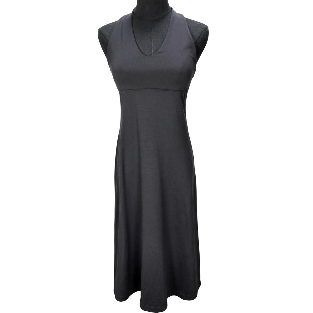 Women's Patagonia Small Morning Glory Black Halter V-Neck A-Line Dress